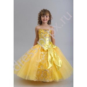 Платье для девочки Лидия бант американка желтое