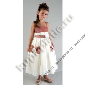 Платье для девочки Сарафан цветы кармашки крем